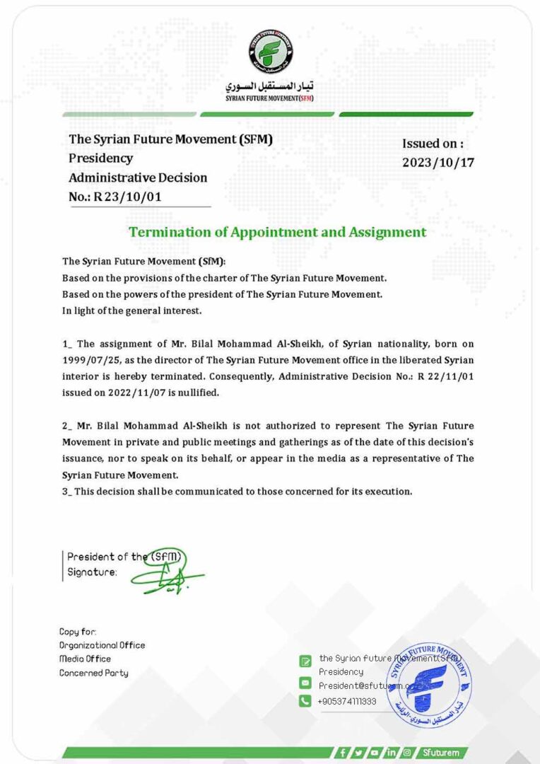 Termination of Appointment and Assignment