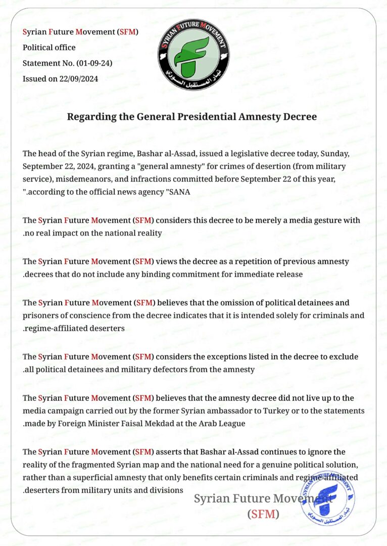 Regarding the General Presidential Amnesty Decree