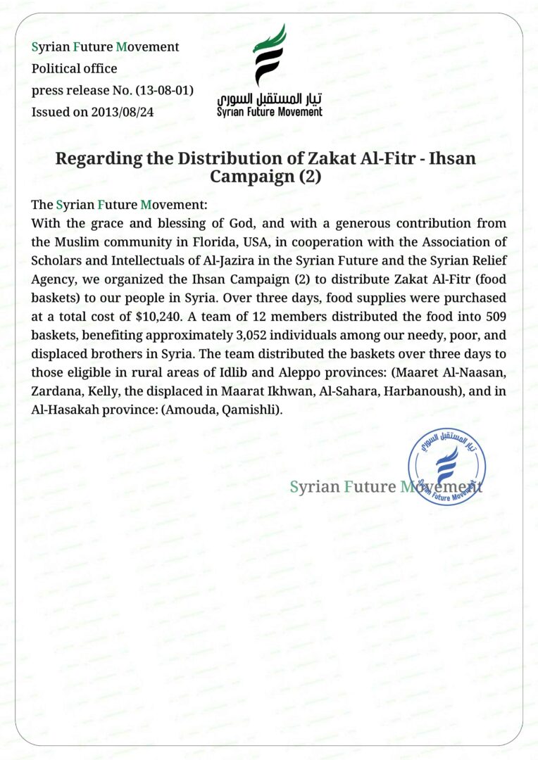 Regarding the Distribution of Zakat Al-Fitr – Ihsan Campaign (2)